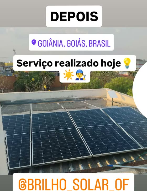 Os mesmos painéis limpos depois do serviço